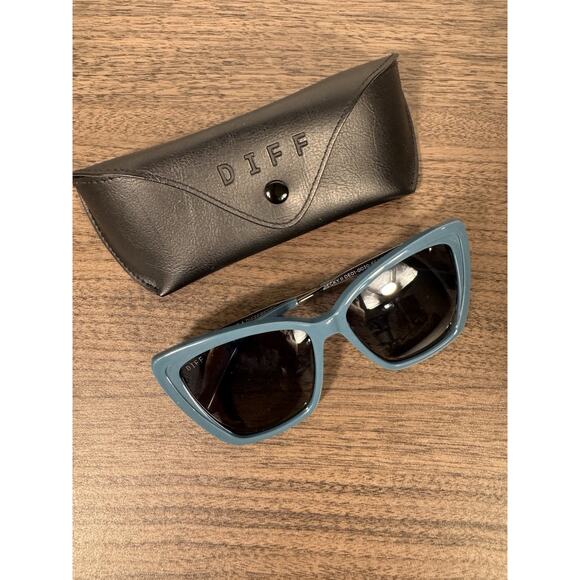 DIFF Eyewear Blue Cat Eye Sunglasses – Designer Oversized Shades with Case - Picture 1 of 5